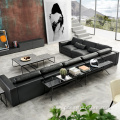 Adjustable sectional u shape sectional leather sofa